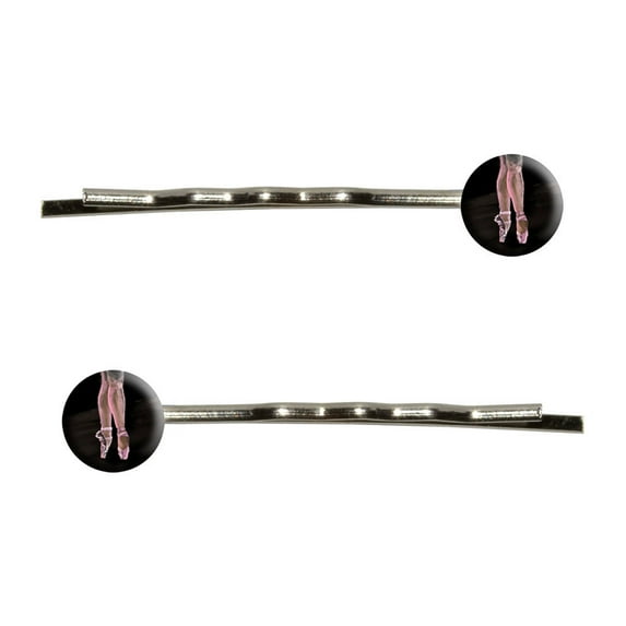 Ballet Slippers Pink Black - Ballerina Dance Dancing Bobby Pin Hair Clips