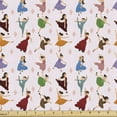 thumbnail image 1 of Ambesonne Ballet Fabric by the Yard Upholstery, Dancer Girls Colorful, 2 Yards, Multicolor, 1 of 4