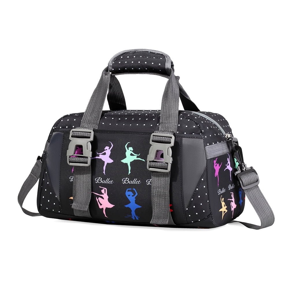 Ballet Sports Duffel Bag with Wet Pocket,Black Gym Bag for Women,Girls,Teens  17x9X9.8in