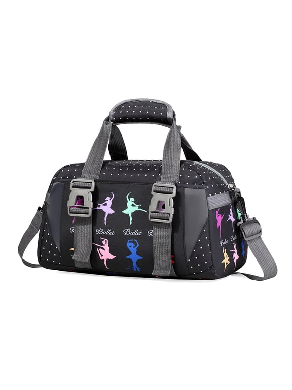 Ballet Sports Duffel Bag with Wet Pocket,Black Gym Bag for Women,Girls,Teens  17x9X9.8in