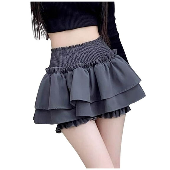 Ballet Style White Cake Half Skirt Women's Western Elastic High Waist Wooden Ear Edge Short Skirt Fashion Comfortable Flared Mini