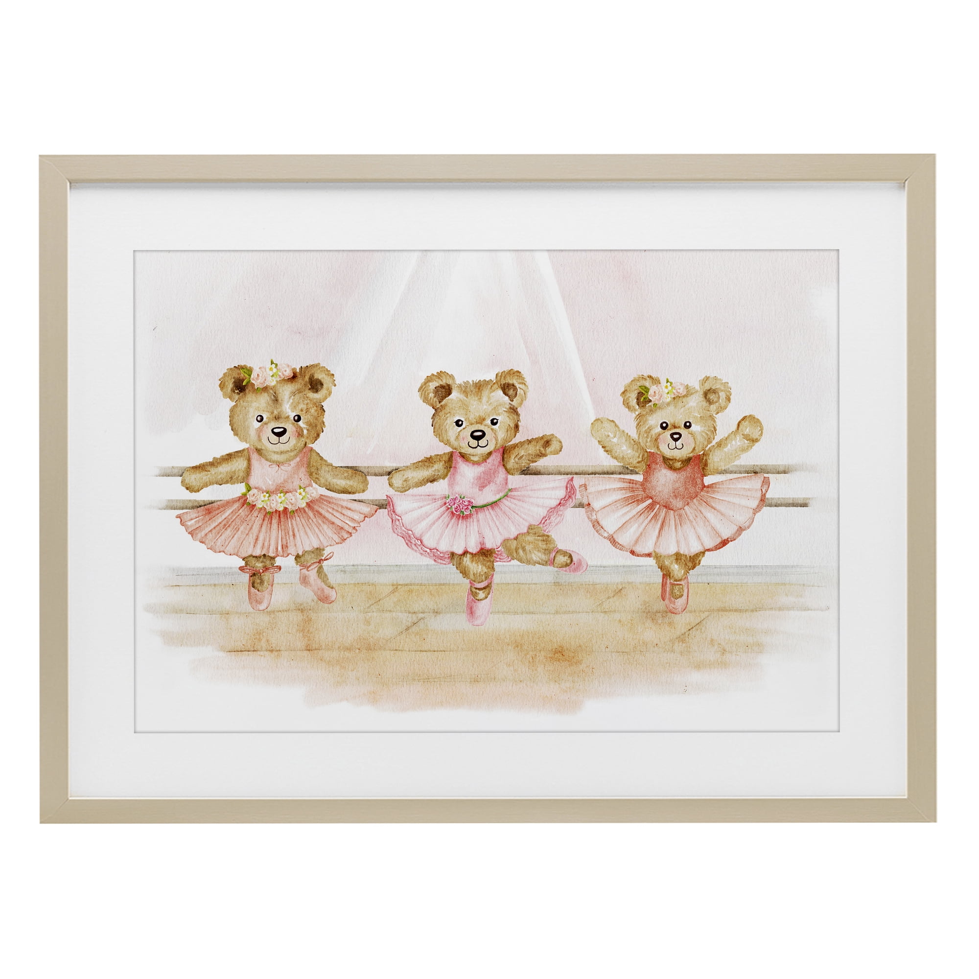 Ballet Teddies Triplet Birch Framed Print Under Glass, design by Amy Hall