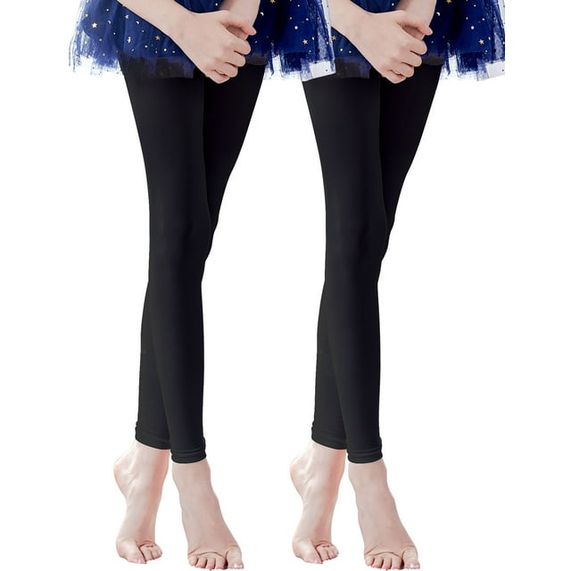 Ballet Tights For Little Girls 2 Pairs 90D Footless Stockings Black