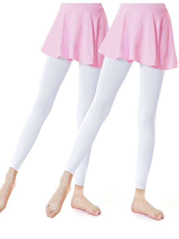 Ballet Tights For Toddler Girls 2 Pairs 90D Footless Stockings White