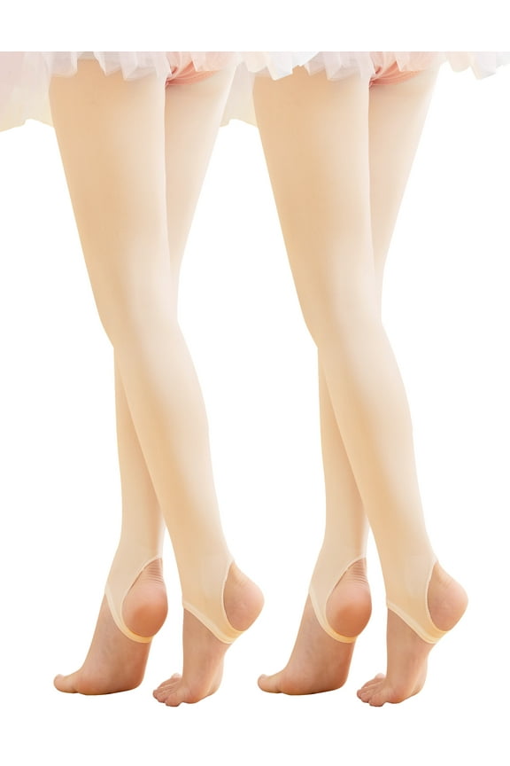 Ballet Tights For Toddler Girls Beige Dance Stockings 2 Pairs