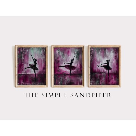 Ballet Triptych Abstract Pink Ballerina Set The Leap Pose And Turn No s, Poster Only