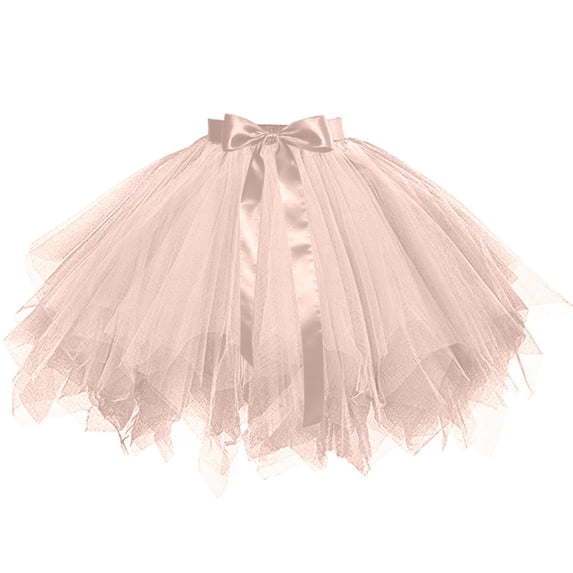 Ballet Tulle Skirts for Women High Waist Irregular Hem Mesh Mini Skirts Petticoat Short Party Tutu, One Size