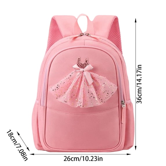 Ballet Tutu Bow Backpack, Lightweight Nylon Kindergarten School Backpack Padded Strap Daypack for Dance Travel