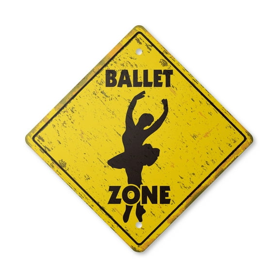 Ballet Vintage Crossing Sign Zone Xing | Indoor/Outdoor Plastic | 20" Tall rustic tutu shoes dance nutcracker bar recital