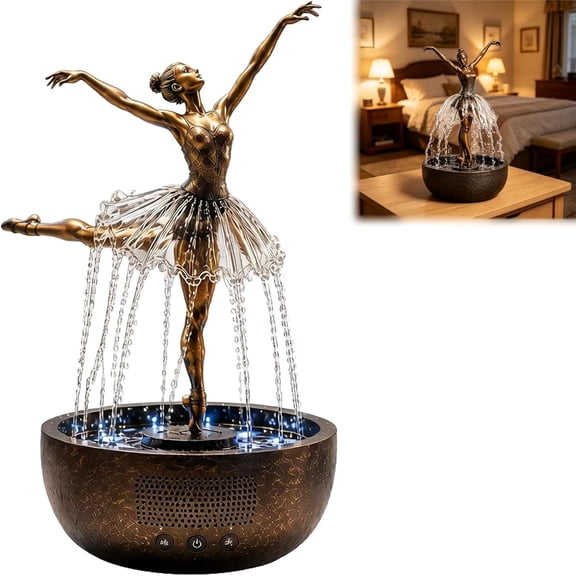Ballet Water Fountain Bluetooth Speaker, Tabletop Dancing Water Speaker with LED Light, Wireless Audio Art Decor for Home Office