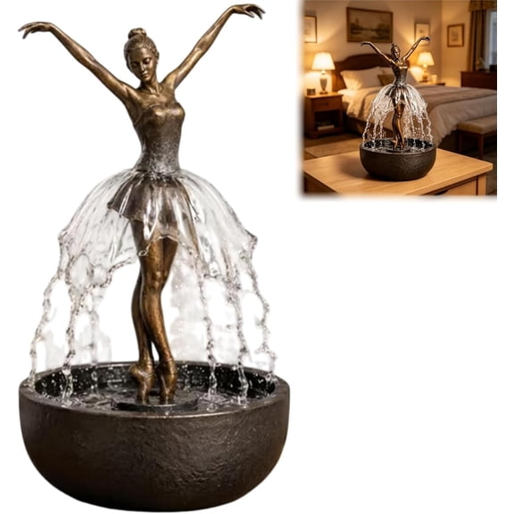 Ballet Water Fountain Bluetooth Speaker, Tabletop Dancing Water Speaker with LED Light, Wireless Audio Art Decor for Home Office