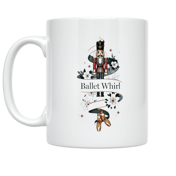 Ballet Whirl Nutcracker Design - Holiday Art Enthusiast - 11 oz Ceramic Coffee Mug