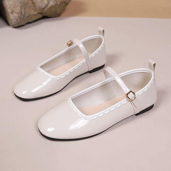 Ballet Widestep Shoes for Women, Ballet Woman Mary Jane, Womens Slip On Walking Shoes, Flats for Women Wide Feet, Women's Pointed Toe Mary Jane Shoes With Buckle Strap Low Heel Flat Casual, Beige 5.5