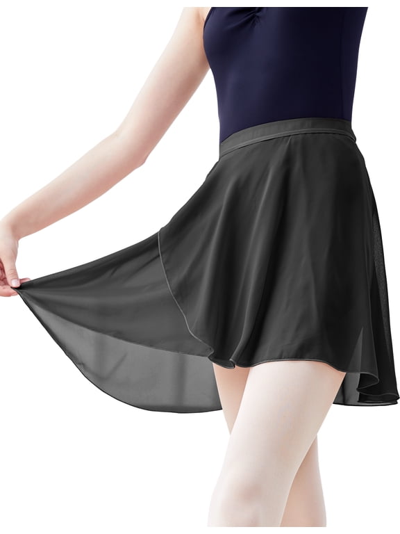 Ballet Wrap Skirt Women Chiffon Short Semi Sheer Dance Skirts with Tie Waist