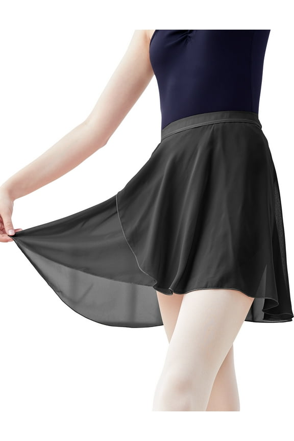 Ballet Wrap Skirt Women Chiffon Short Semi Sheer Dance Skirts with Tie Waist