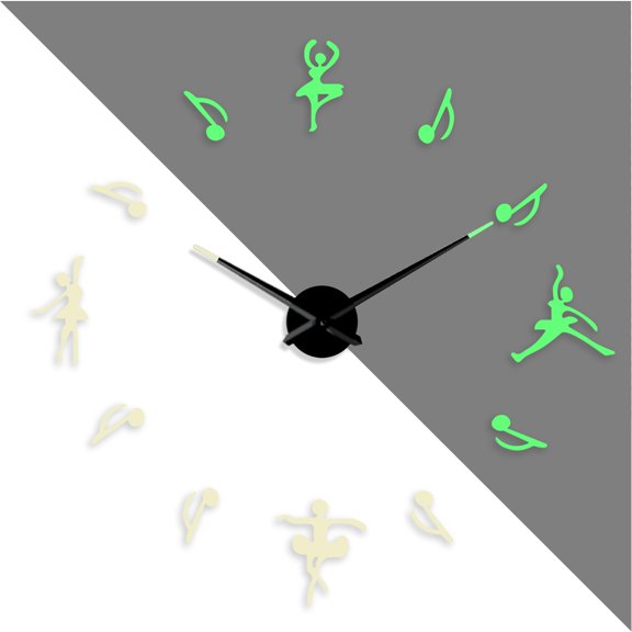 Ballet notes DIY Different Luminous Frameless Wall Clock Dance room Decor Modern Design Gift - 27 inch