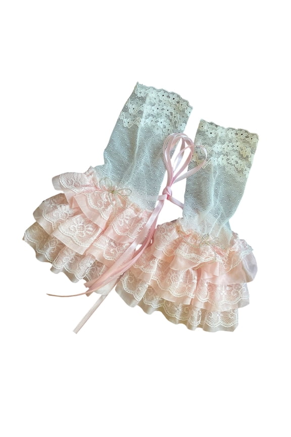 Balletcore Bridal Gloves Sheer Lace Edge Heartwarming Ceremony Accessories