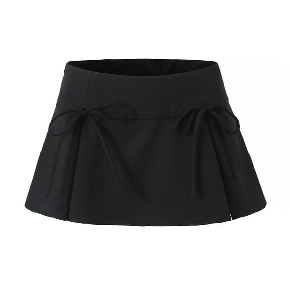 Balletcore Mini Skirt with Bow Low Rise Boxy Pleated Short Skirt Miniskirt Summer Y2K 90s Cute Outfit