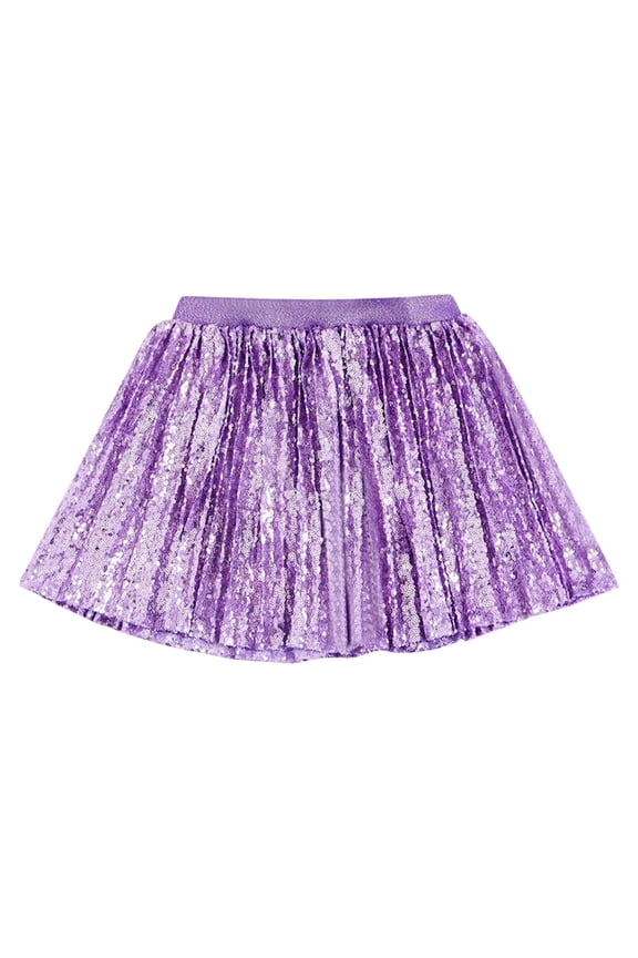 Ballets Tutus Skirt for Girls Girls Sequin Skirt, Kids Sparkly Skirt Glitter Skort Skirts, Elastic Waist A-Line Sparlky Mini Skirt Girls Plaid Pleated School Uniform Skirts Purple XL
