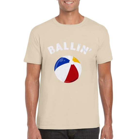 Ballin Beach Ball Summer Fun Pool Party Sport Theme Vibe T-Shirt Design, for men & women, up to size 5XL