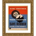 thumbnail image 1 of Ballinger, Harry-Russell 26x32 Gold Ornate Wood Framed with Double Matting Museum Art Print Titled - Ride together - work together - save rubber for victory, 1 of 4