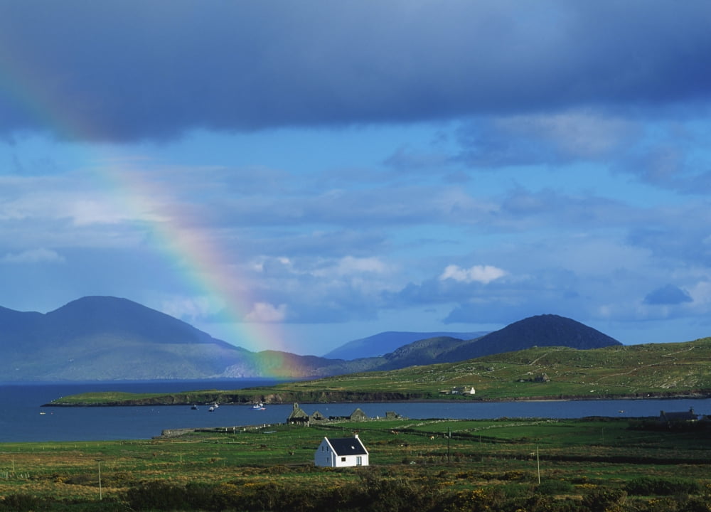 Ballinskellig Ring Of Kerry Co Kerry Ireland Rainbow Over A Landscape Canvas Art - The Irish Image Collection Design Pics (36 x 24)