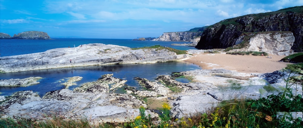 Ballintoy Harbour Co Antrim Ireland Limestone Cliffs Canvas Art - The Irish Image Collection Design Pics (34 x 14)
