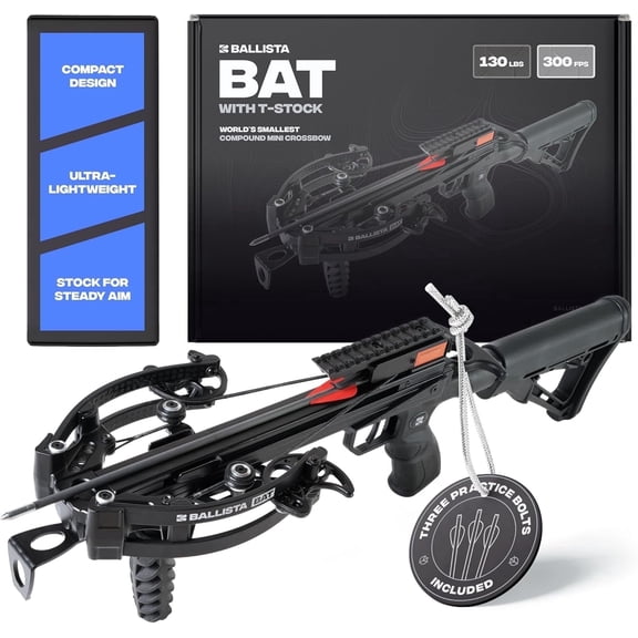 Ballista BAT T-Stock Compound Crossbow for Hunting, Fishing, Target 300 fps, 130 lbs