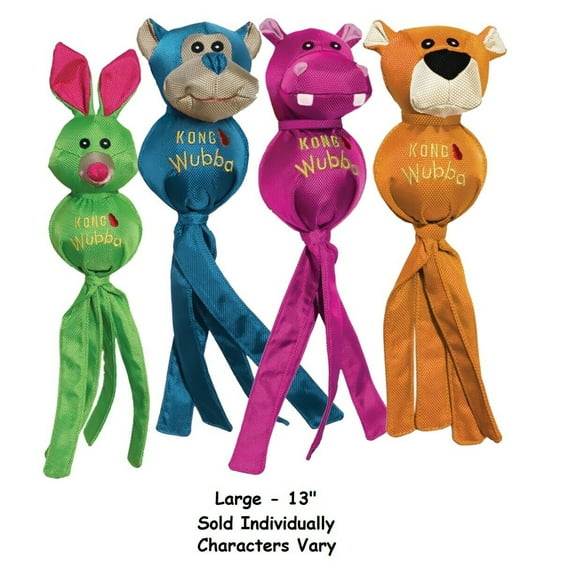 Ballistic Friend Wubba Dog Toy Bright Tennis Ball Tail Characters Vary Pick Size (Large - 13")