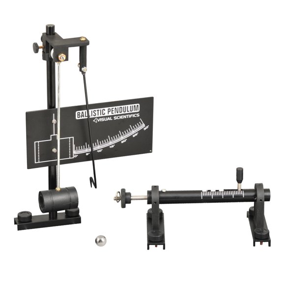 Ballistic Pendulum - Experiment Components Only - Studying Velocity, Potential & Kinetic Energy - Launcher, Pendulum, Measuring Board, Rod, Ball - (Base Not Included) - Visual Scientifics by Eisco