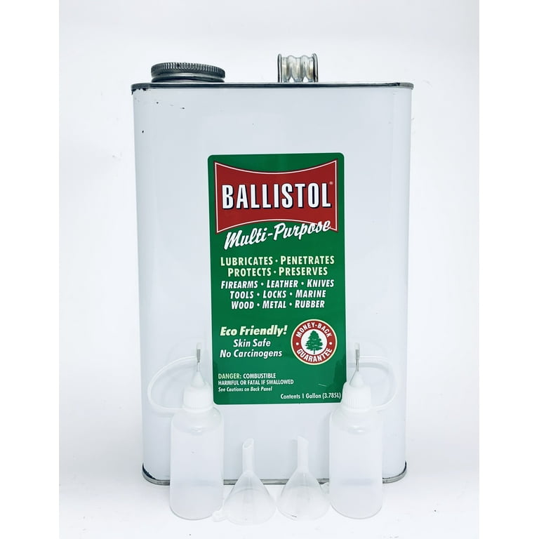 Ballistol Multi-Purpose Lubricant Cleaner Gun Protectant, 1-Gallon + 2 Drip  Bottles with Funnels 