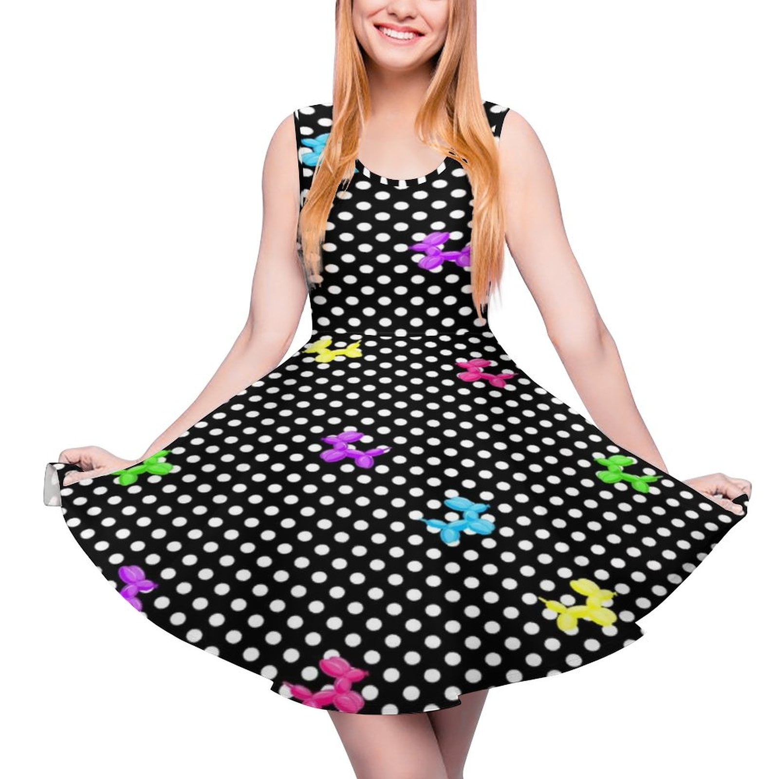 Ballon Skies Dress High Waist Colorful Balloons Print Street Style Ballon Skies Dress High Waist Colorful Balloons Print Street Style