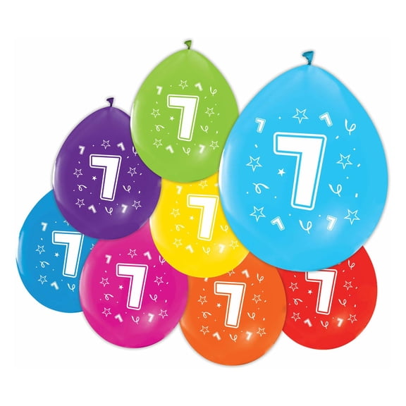 Ballons 2-seitige gedruckte Nummer 7, 8st.