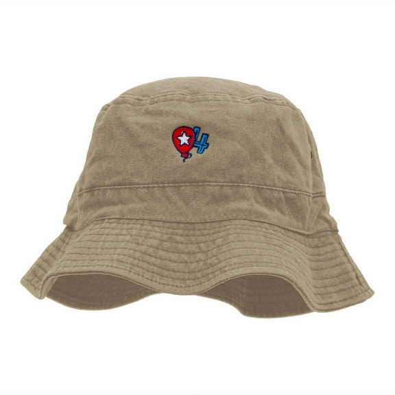 Balloon 4 Embroidered Bucket Hat - Khaki OSFM