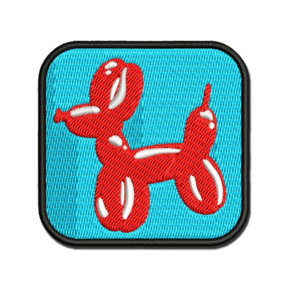 Balloon Animal Dog Applique Multi-Color Embroidered Iron-On Patch - 2.0 Inch Mini