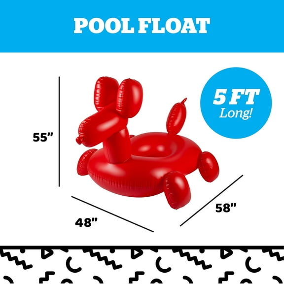 Balloon Animal Pool Float, Over 4' Wide, Fun Inflatable Tube for Summer Water Party
