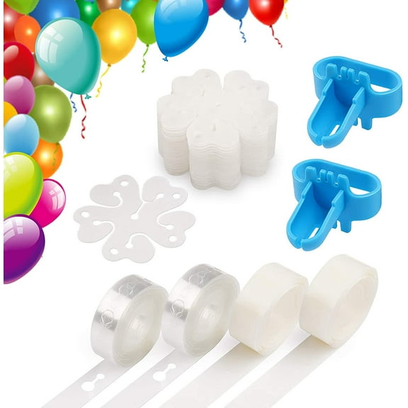 Balloon Arch Garland Decorating Kit - 2 Balloon Tying Tools, 2 Plastic Strip Chains, 100 Dots, 20 Clips - DIY Party Decoration Set for Wedding, Birthday, Baby Shower, Christmas Events