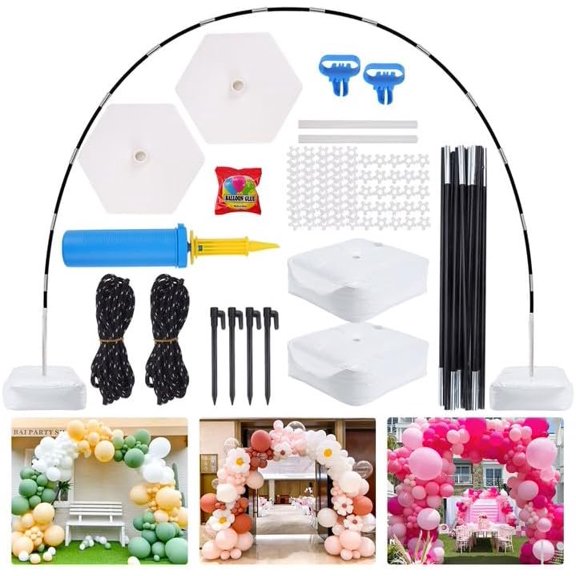 Balloon Arch Kit, 10ft Wide & 9ft Tall Adjustable Balloon Arch Stand with Base Frame Garden Arbors for Graduation Wedding Birthday Shower Party Supplies Photo Backdrop Decoration