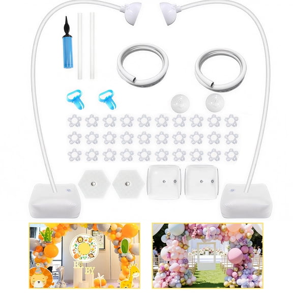 Balloon Arch Kit with 2 Water-Fillable Bases, Adjustable Large 2.5x2.5m or Small 1.5x2.5m Plastic Stand for Birthday Wedding Graduation Party Decorations – White