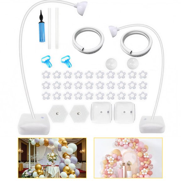 Balloon Arch Kit with 2 Water-Fillable Bases, Adjustable Large 2.5x2.5m or Small 1.5x2.5m Plastic Stand for Birthday Wedding Graduation Party Decorations – White
