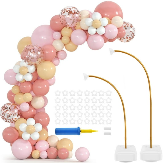Balloon Arch Kit 8.2ft&5ft Free Bending Half Balloon Arch Stand with Base Reusable Balloon Post Holder Set for Wedding Birthday Party Baby Shower Yard Lawn Home Graduation Decorations