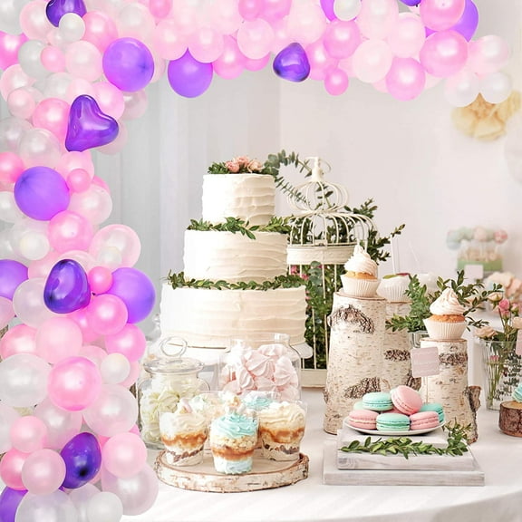 Balloon Arch Kit Balloon Garland kit, 115 Pieces, Birthday Party, Wedding, Graduation, Baby Shower or Event Displays, Picture or Photo Prop Backdrop, Pink, White, and Purple Colors