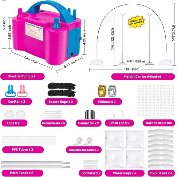 Balloon Arch Kit and Metal Balloon Column Stand and Electric Balloon Pump