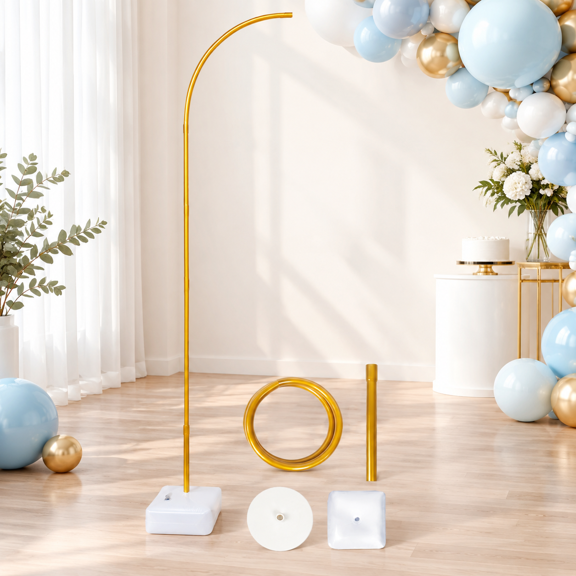 Balloon Arch Kit for Floor, 8.2 FT Adjustable Balloon Arch Stand with Base, Balloon Column Kit for Wedding Birthday Graduation Party Decoration(Gold)