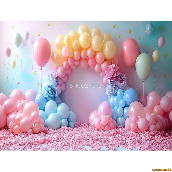 Balloon Arch Photography Backdrops Props Newborn Birthday Party ration Adorable Pastel Photo Studio Background CA-01