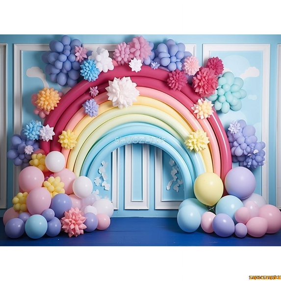 Balloon Arch Photography Backdrops Props Newborn Birthday Party ration Adorable Pastel Photo Studio Background CA-02