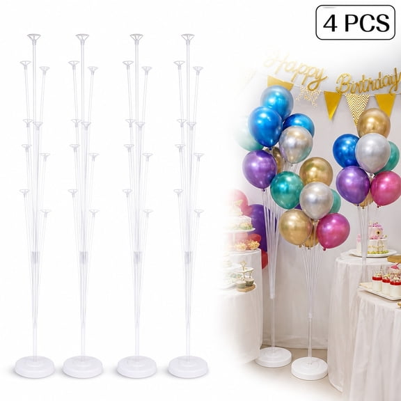 Balloon Arch Stand, 13 Balloon 51.2 Inch Party Balloon Holder with Water Fill Base, Balloon Column Stand for Birthday and Wedding, 4 Pack