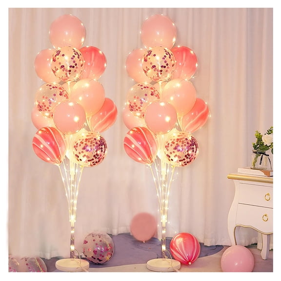 Balloon Arch Stand Kit with Base and String Lights, 2 Sets for Floor Party Decorations