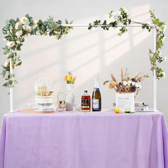 Balloon Arch Stand for Table - Adjustable 31.5-100 Inches, with Hooks for Balloons, Garlands, Vines, Banners, and Lights, Ideal for Weddings & Partie