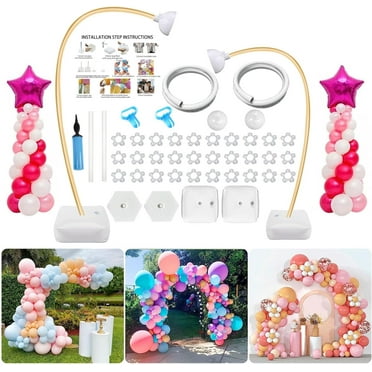 Balloon Arch Stand with Base: 8.2 ft High, 5 ft, DIY Free Bending Shape, Suitable for Party, Birthday, Graduation, Wedding Backdrop(Golden)